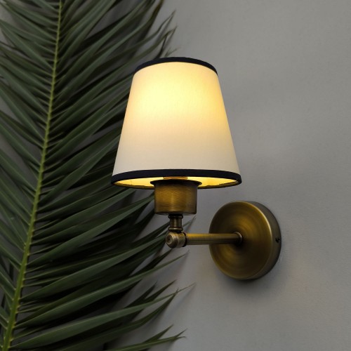 Mini Glow Vintage Gold Duvar Apliği Krem Başlıklı Siyah Biyeli